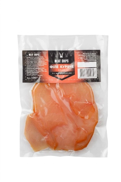 660174720 Філе куряче с/к 100г ТМ Meat Chips - Зображення 1