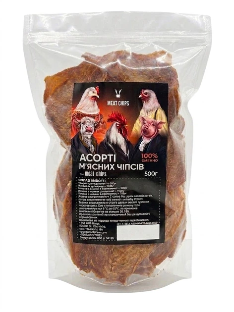 660174745 Асорті м'ясних чипсів 500г ТМ Meat Chips - Зображення 1