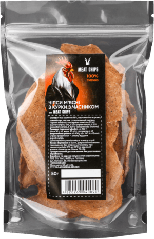 Чипси м’ясні з курки з часником 50г ТМ Meat Chips